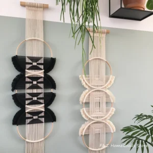 Makrama ścienna ręcznie tkana okrągła, mandala