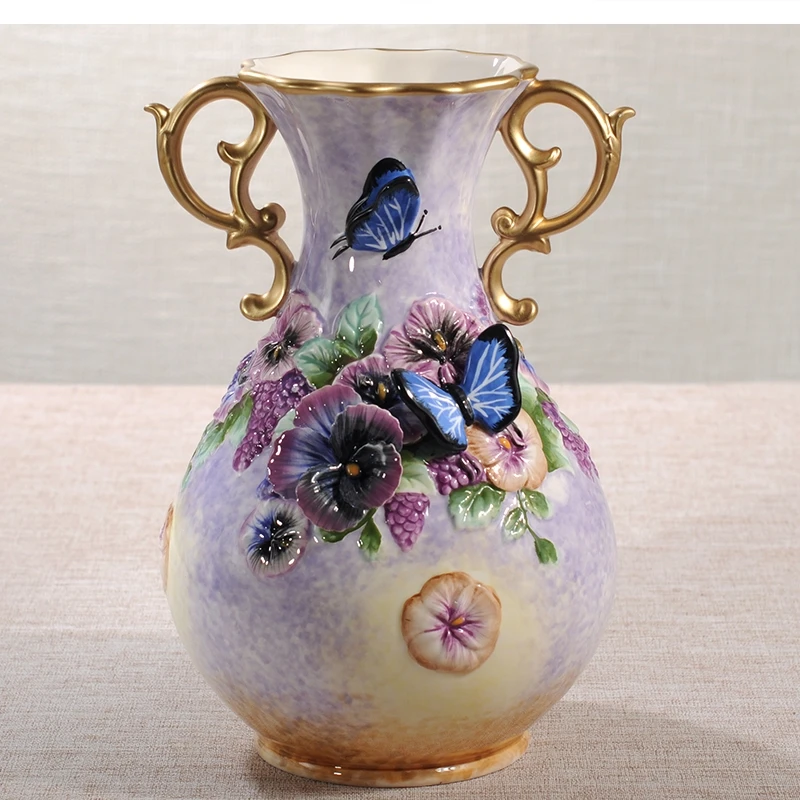 Ceramiczny wazon dekoracyjny ręcznie malowany