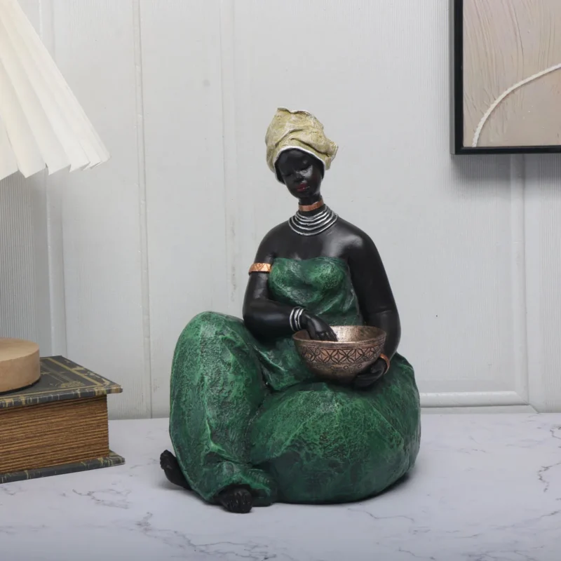 Afrykańska figurka matka i dziecko z żywicy