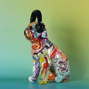 Kolorowa figurka buldog graffiti