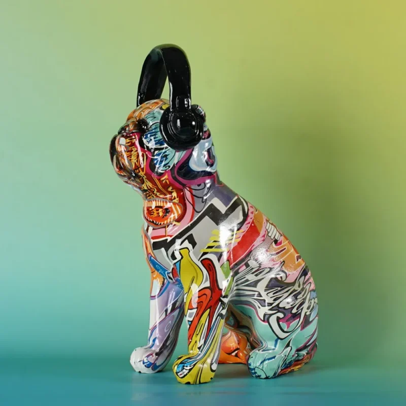 Kolorowa figurka buldog graffiti