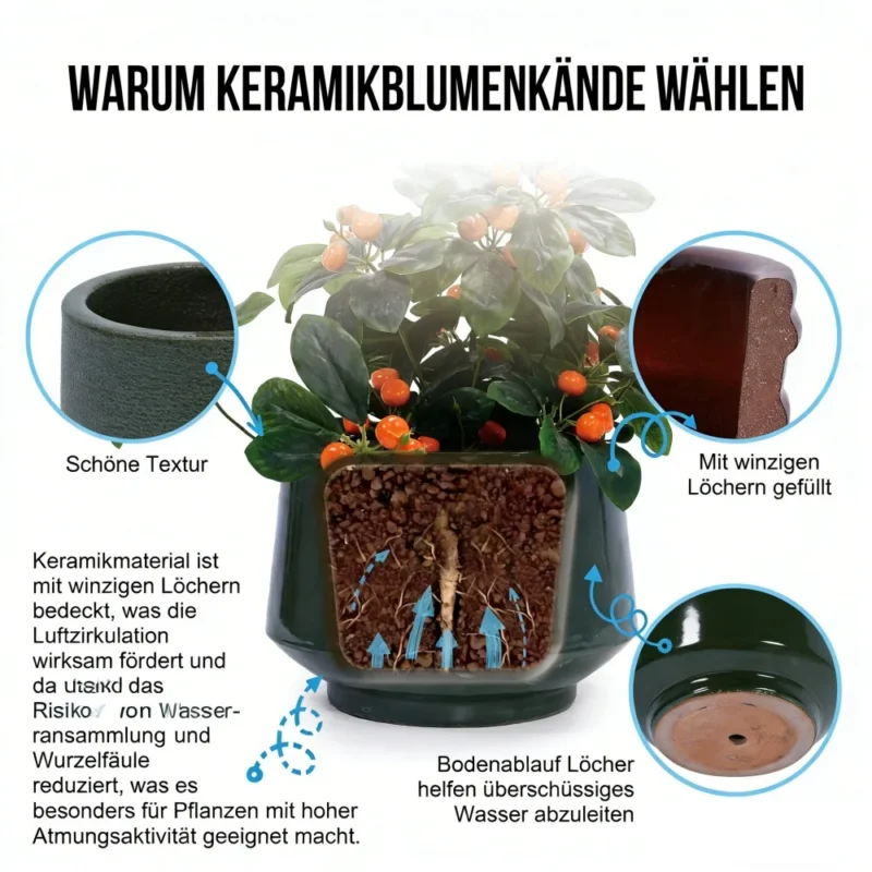 Ceramiczna doniczka dekoracyjna okrągła ogrodowa