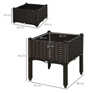 Doniczka dekoracyjna 44 cm brązowa podwyższona