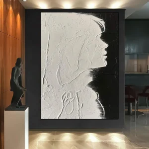 Plakat dekoracyjny na płótnie abstrakcyjny, czarno-biały, z kobiecą twarzą