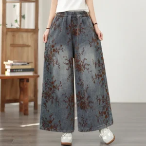 Jeansy damskie baggy plus size, z elastycznego denimu