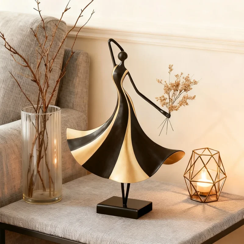 Abstrakcyjna drewniana statuetka minimalistyczna