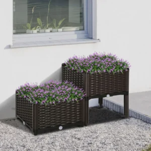Doniczka dekoracyjna 44 cm brązowa podwyższona