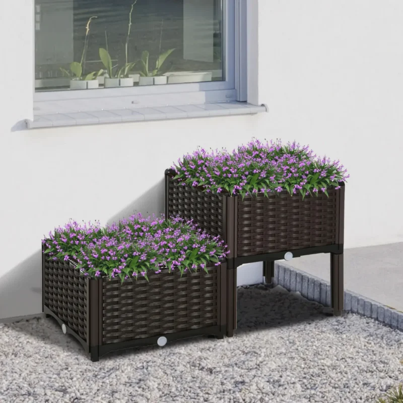Doniczka dekoracyjna 44 cm brązowa podwyższona