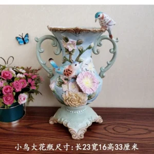 Ceramiczny wazon dekoracyjny ręcznie malowany, podszkliwny, porcelanowy