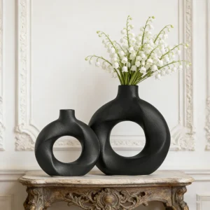 Ceramiczny wazon dekoracyjny 2 szt. geometryczny okrągły