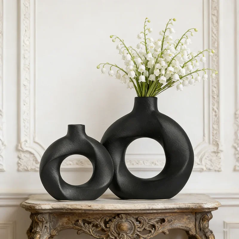 Ceramiczny wazon dekoracyjny 2 szt. geometryczny okrągły