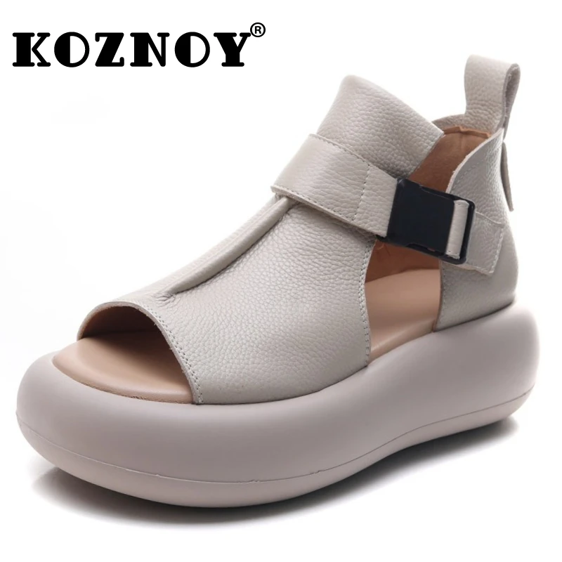 Skórzane czółenka na platformie 5,5 cm