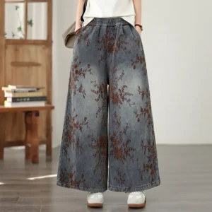 Jeansy damskie baggy plus size, z elastycznego denimu