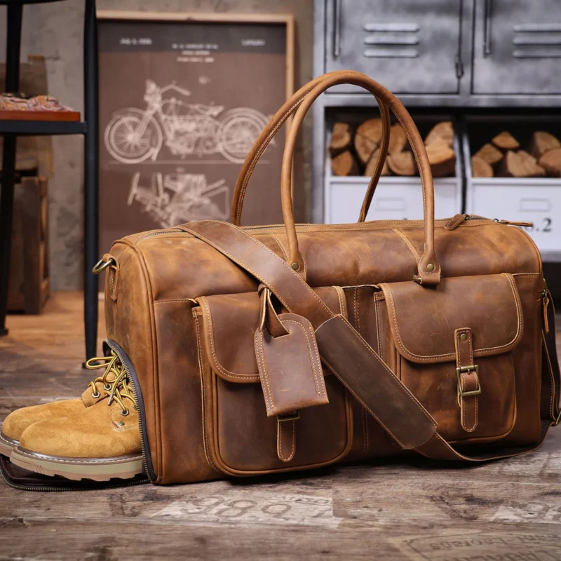 Duża skórzana torba podróżna vintage