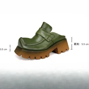 Skórzane czółenka na platformie 5,5 cm