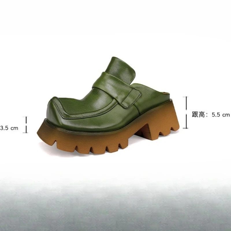 Skórzane czółenka na platformie 5,5 cm