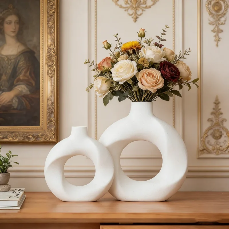 Ceramiczny wazon dekoracyjny 2 szt. geometryczny okrągły