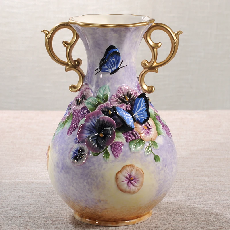 Ceramiczny wazon dekoracyjny ręcznie malowany