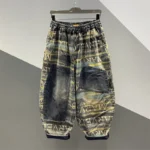 Jeansy damskie baggy z nadrukiem, w stylu grunge