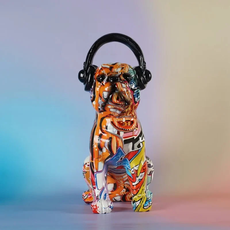 Kolorowa figurka buldog graffiti
