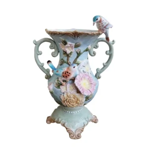 Ceramiczny wazon dekoracyjny ręcznie malowany, podszkliwny, porcelanowy