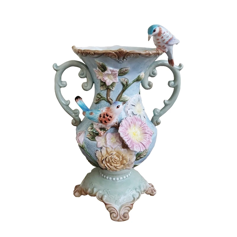 Ceramiczny wazon dekoracyjny ręcznie malowany, podszkliwny, porcelanowy