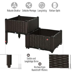 Doniczka dekoracyjna 44 cm brązowa podwyższona