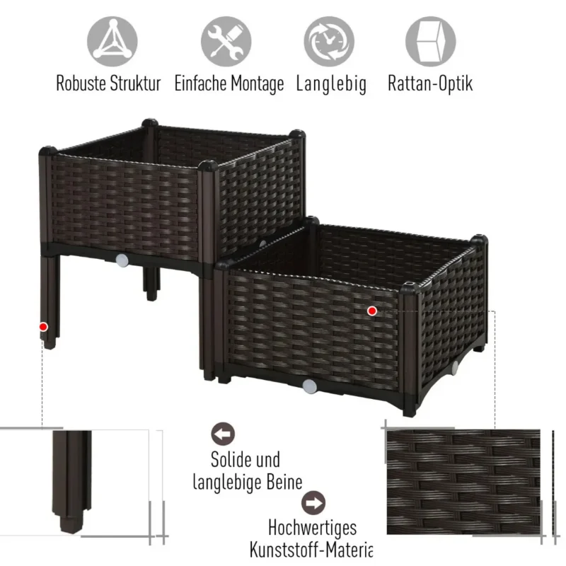 Doniczka dekoracyjna 44 cm brązowa podwyższona