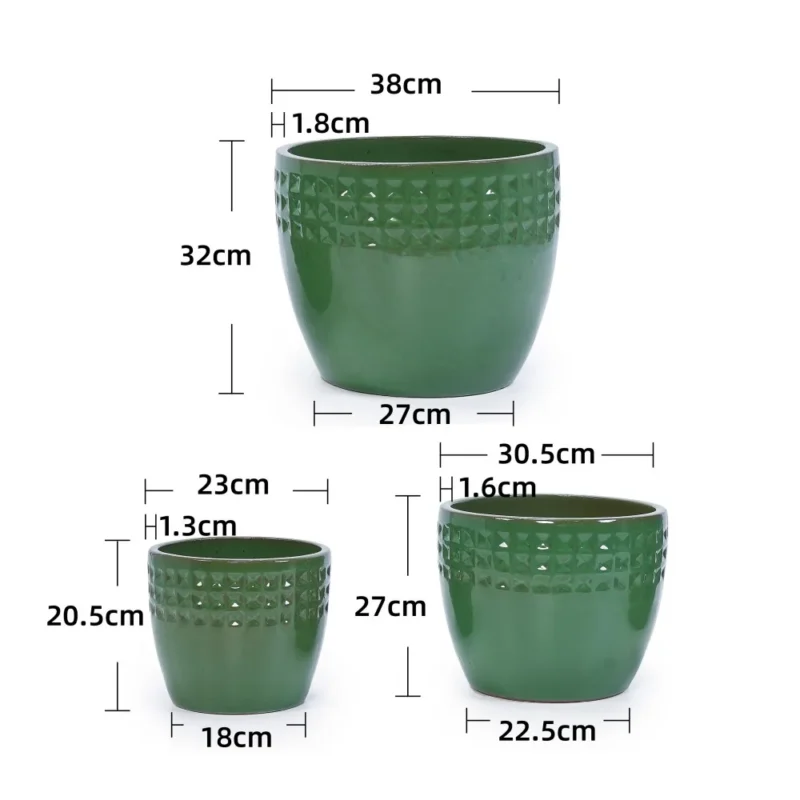 Ceramiczna doniczka dekoracyjna zielona ogrodowa