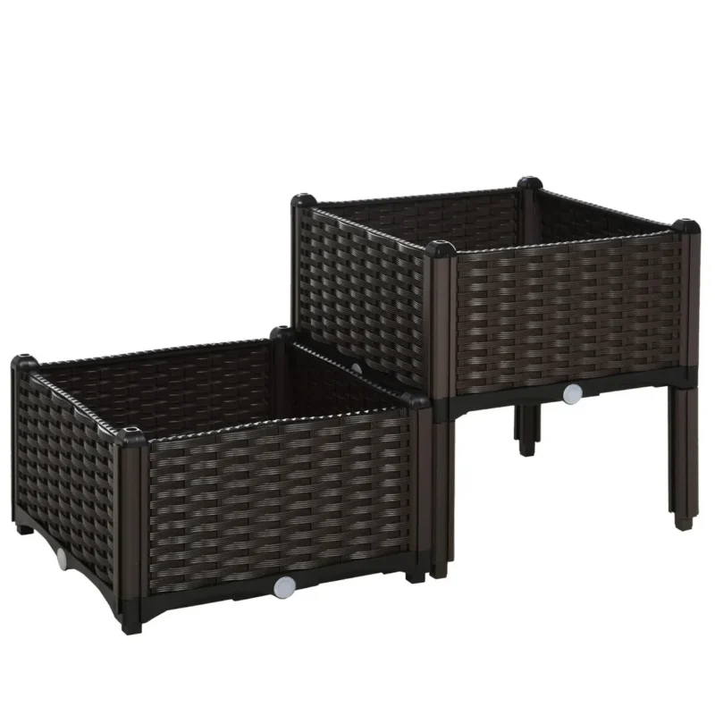 Doniczka dekoracyjna 44 cm brązowa podwyższona
