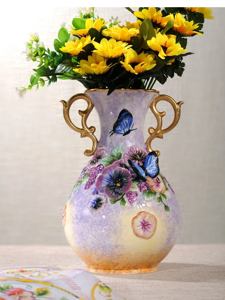 Ceramiczny wazon dekoracyjny ręcznie malowany