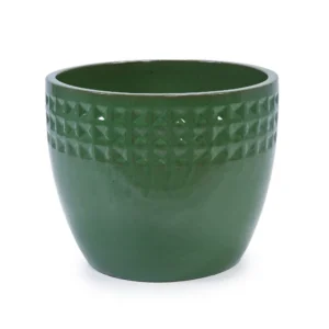 Ceramiczna doniczka dekoracyjna zielona ogrodowa