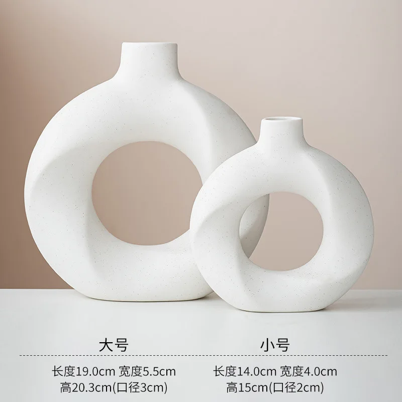 Ceramiczny wazon dekoracyjny 2 szt. geometryczny okrągły