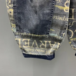 Jeansy damskie baggy z nadrukiem, w stylu grunge