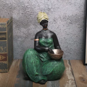 Afrykańska figurka matka i dziecko z żywicy