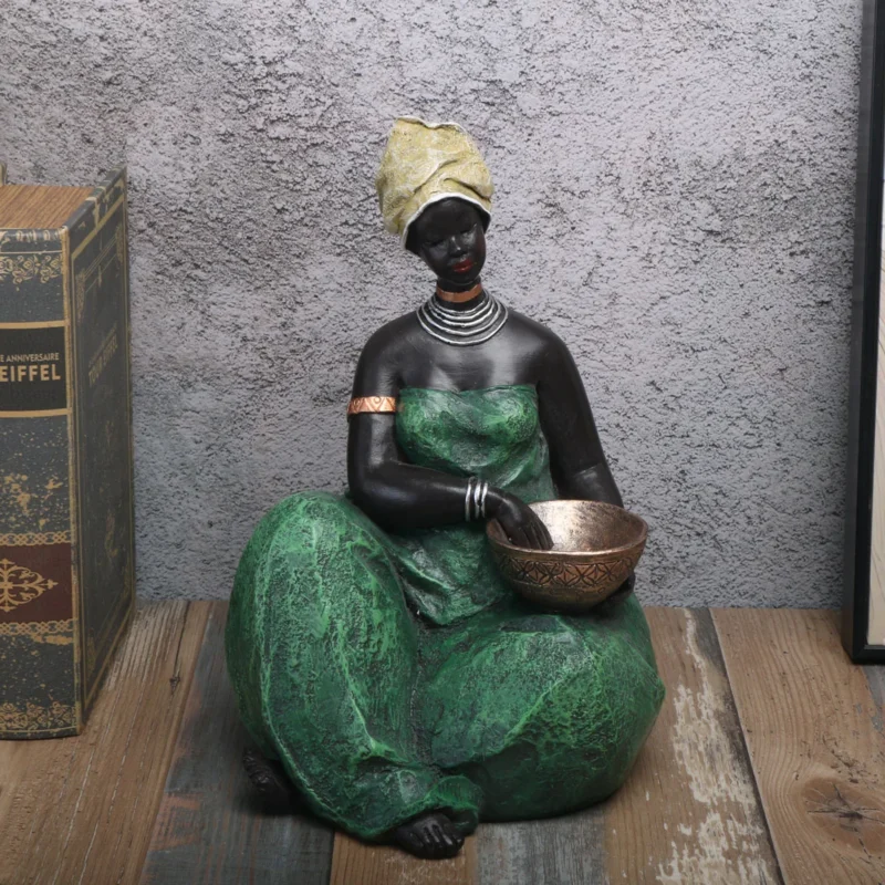 Afrykańska figurka matka i dziecko z żywicy