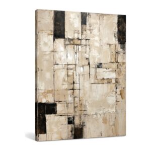 Ręcznie malowany obraz olejny abstrakcyjny, neutralny beżowy - 80x120cm No Frame, QPDC0343