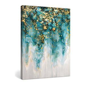 Ręcznie malowany obraz olejny abstrakcyjny, niebiesko-złoty - 100x160cm No Frame, A
