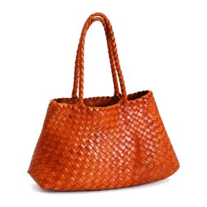Torebka pleciona z zaokrąglonym dnem i uchwytami do codziennych stylizacji - Auburn 1 pcs, Small 37 cm