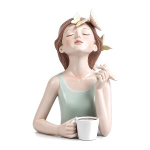 Wazon w kształcie dziewczyny z motylami na ramionach do dekoracji wnętrza - Coffee girl