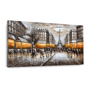 Ręcznie malowany obraz olejny abstrakcyjny, z motywem miasta - 120x180cm No Frame, L
