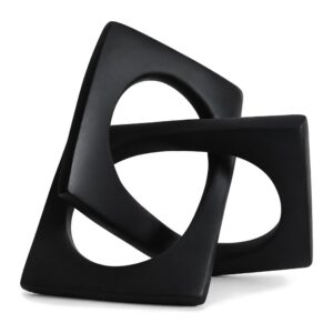 Rzeźba geometryczna z kwadratami i okrągłymi otworami do aranżacji wnętrz - Black-S
