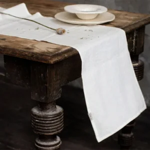 Bieżnik lniany na stół 100% len stonewashed biały 30 x 180 cm - dodatkowe ujęcie