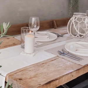 Bieżnik lniany na stół 100% len stonewashed biały 30 x 180 cm - dodatkowe ujęcie