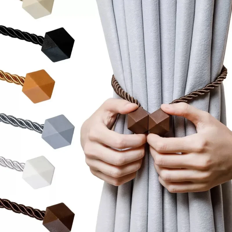 Magnetyczne upięcia do zasłon geometryczne 2 szt. czarne - dodatkowe ujęcie