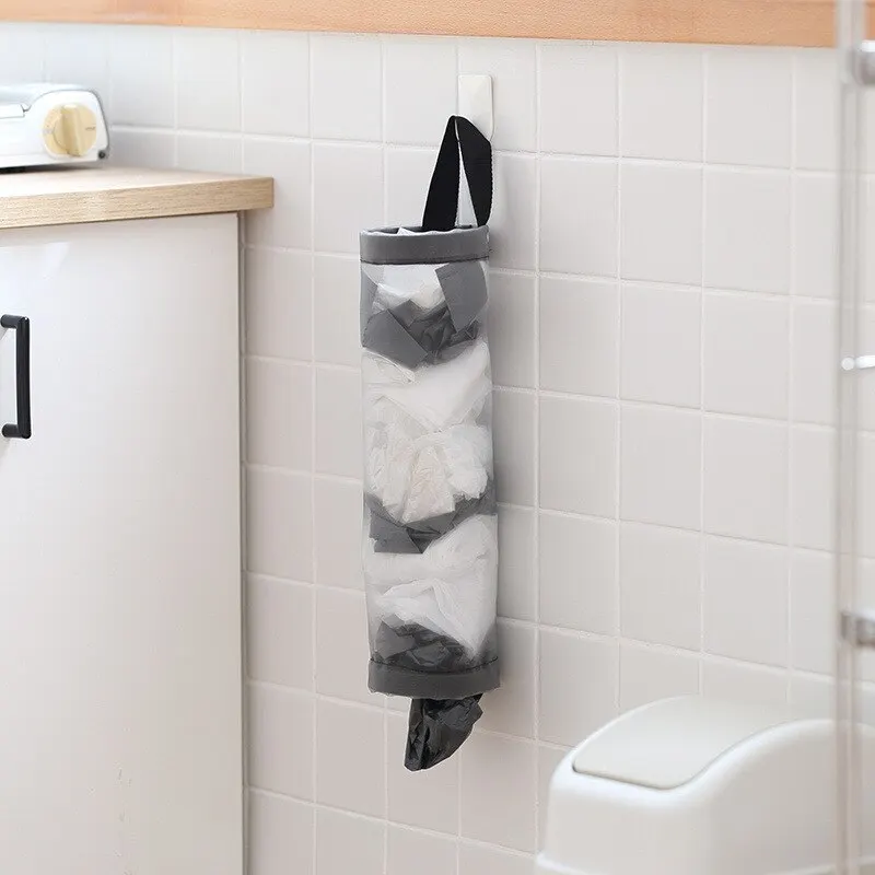 Wiszący organizer na reklamówki i worki 54 cm szary - dodatkowe ujęcie