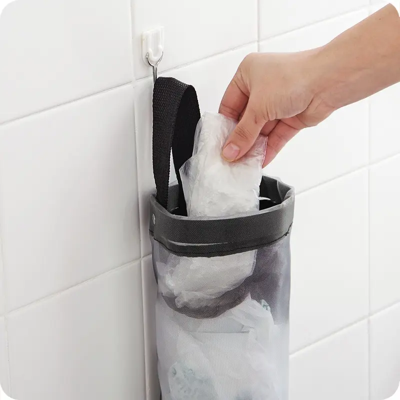 Wiszący organizer na reklamówki i worki 54 cm szary - dodatkowe ujęcie