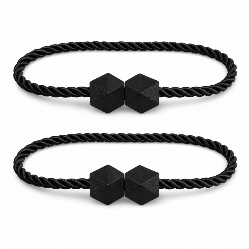 Magnetyczne upięcia do zasłon geometryczne 2 szt. czarne