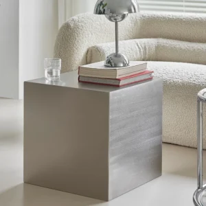 Stoliki kwadratowe ze stali nierdzewnej, sofa do salonu, stolik boczny narożny, metalowy wygląd, kreatywny design, meble z miejscem do przechowywania.