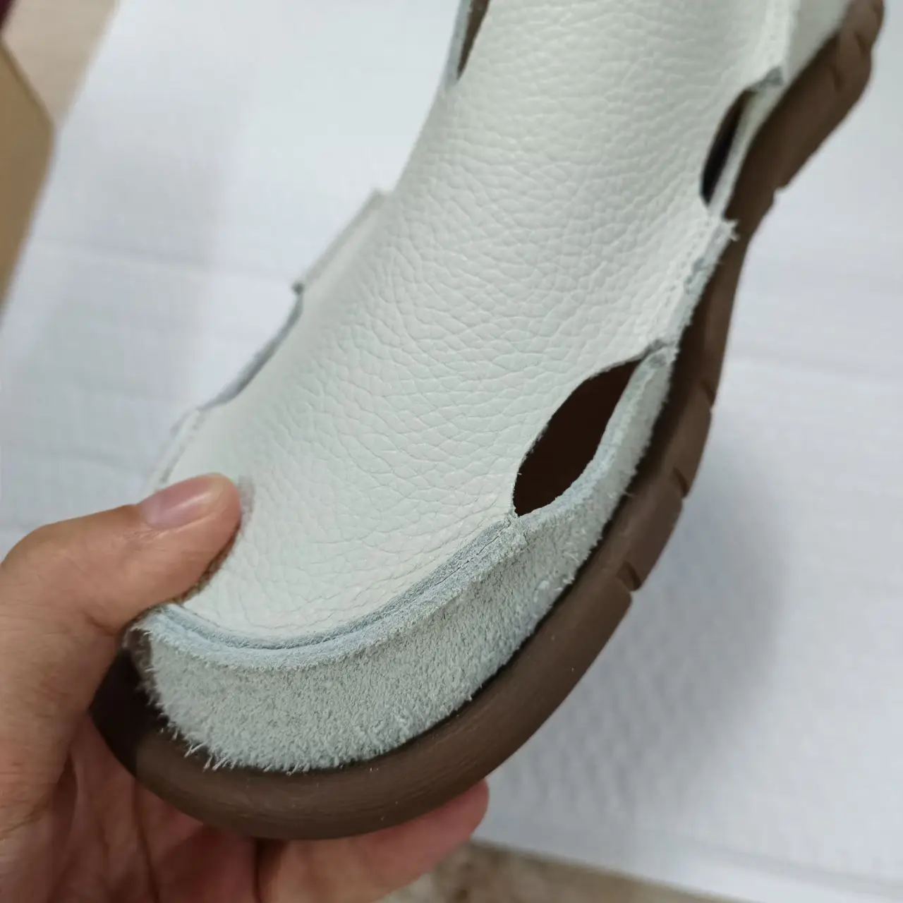Koznoy 2cm Sandały Ethnic Sewing Natural Genuine Leather Summer Soft Soled Comfy Women Slip on Oxford Loafer Flats Slipper Shoes
